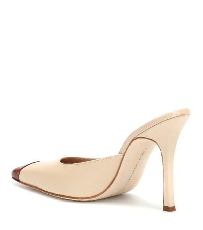 Shop Alessandra Rich Leather Mules In Neutrals