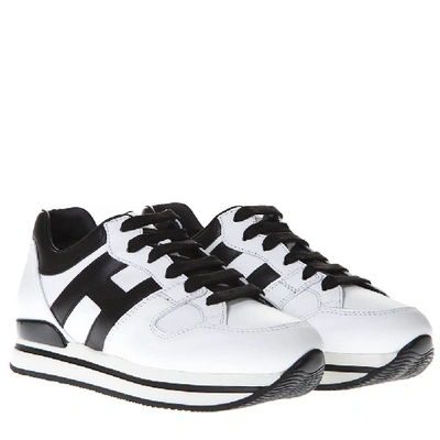 Shop Hogan Black And White Sneakers H222 In Leather