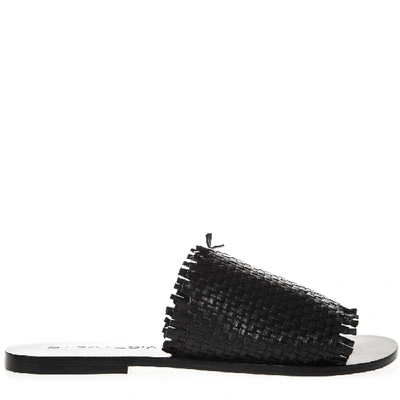 Shop Strategia Black Leather Slipper Sandal