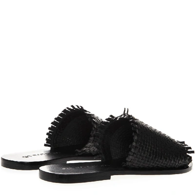 Shop Strategia Black Leather Slipper Sandal