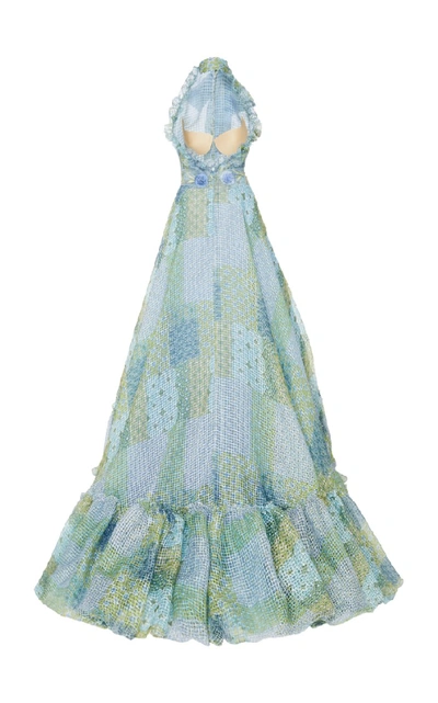 Shop Luisa Beccaria Multicolor Patchwork Print Gown In Blue