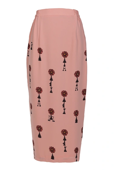 Shop Amal Al Raisi Printed Midi Skirt In Pink