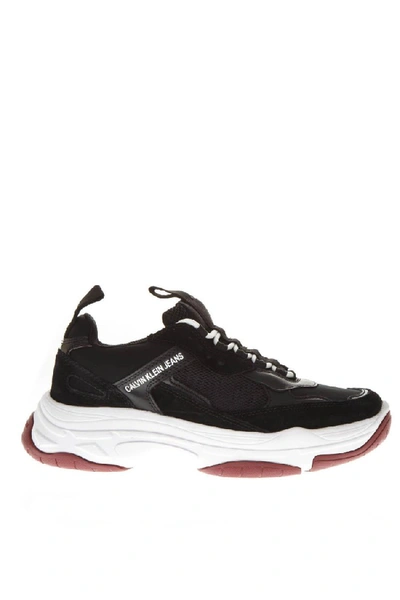 Shop Calvin Klein Black Leather  Chunky Sneakers