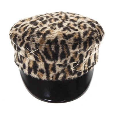 Shop Ruslan Baginskiy Leopard Baker Boy Hat In Wool In Black
