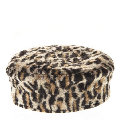 Shop Ruslan Baginskiy Leopard Baker Boy Hat In Wool In Black