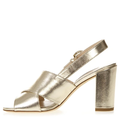Shop Tod's Gold Leather High Sandals In Neutrals