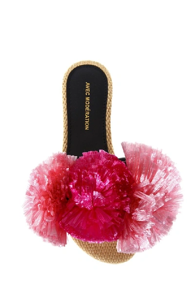 Shop Avec Modération Bora Bora Pink Raphia Pompom Sandals