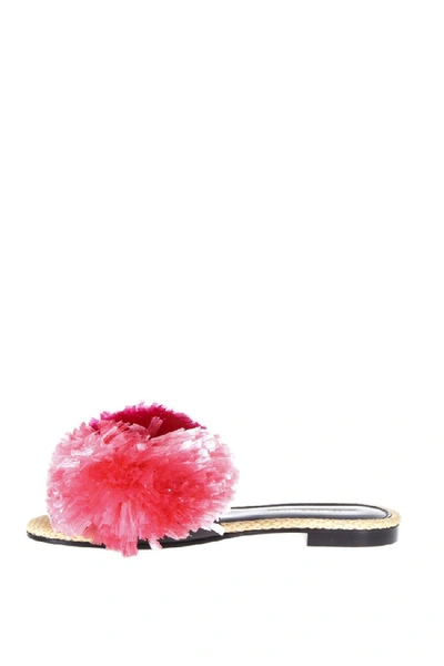 Shop Avec Modération Bora Bora Pink Raphia Pompom Sandals