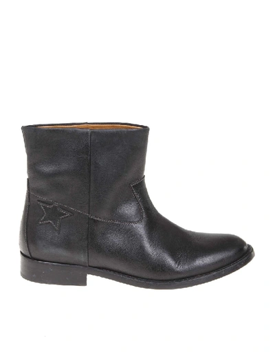 Shop Golden Goose Black Leather Ankle Boot In Grey
