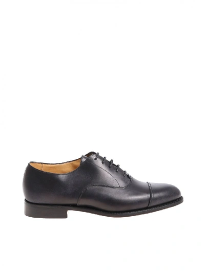 Shop Tricker's Oxford Leather In Black