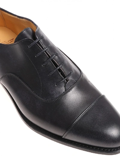 Shop Tricker's Oxford Leather In Black