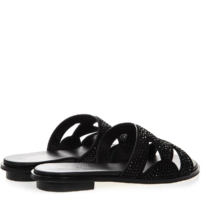 Shop Michael Kors Black Annalee Suede Sandal With Crystals Inserts
