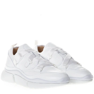 Shop Chloé Sonnie White  Leather & Suede Sneakers
