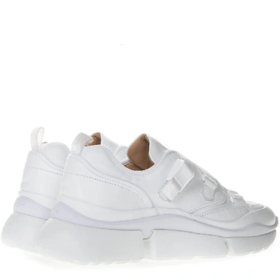 Shop Chloé Sonnie White  Leather & Suede Sneakers