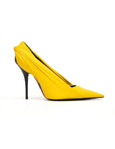 Shop Balenciaga Knife Draped Leather Pumps In Gold