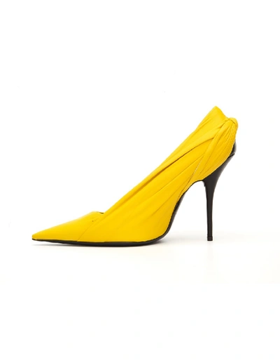 Shop Balenciaga Knife Draped Leather Pumps In Gold