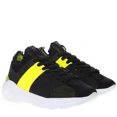 Shop Hogan Black & Yellow Mesh Sneakers