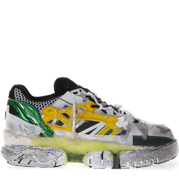 Maison Margiela White And Green Leather Addict Sneakers In H6935 White ...