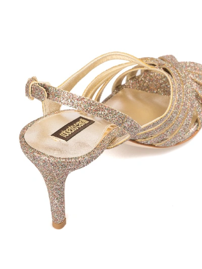 Shop Roberto Cavalli Glittered Sandal In Neutrals