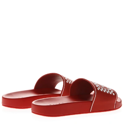 Shop Versace Red Leather Slides With  Logo