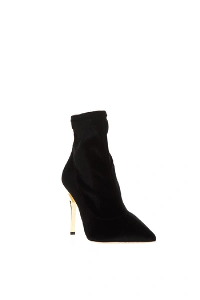 Shop Giuseppe Zanotti Bolt Heel Black Velvet Ankle Boots