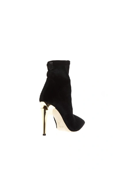 Shop Giuseppe Zanotti Bolt Heel Black Velvet Ankle Boots