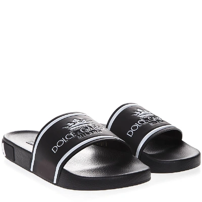 Shop Dolce & Gabbana Black Rubber And Leather Slide Ss 2019