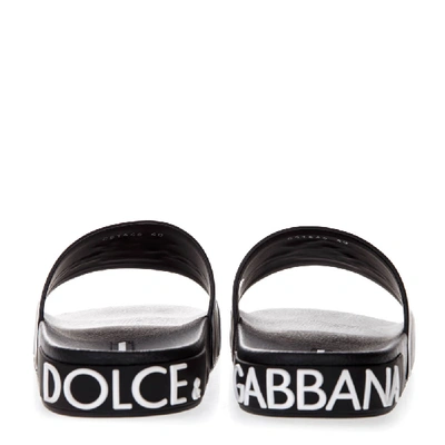 Shop Dolce & Gabbana Black Rubber And Leather Slide Ss 2019