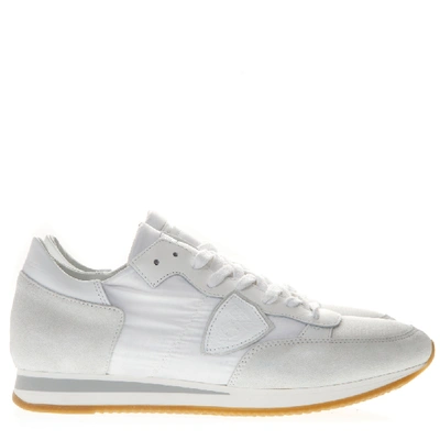 Shop Philippe Model White Suede & Nylon Sneakers