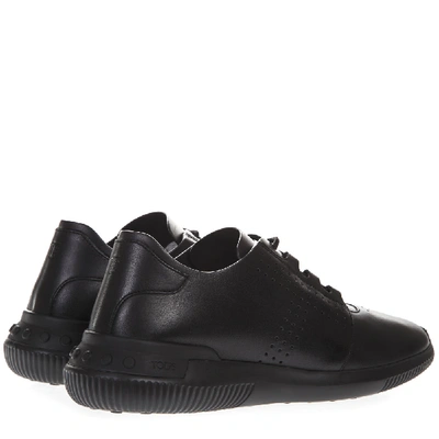 Shop Tod's Black Leather Holes Sneaker
