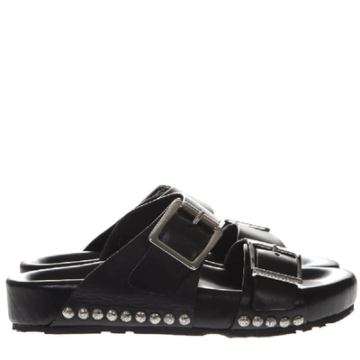Shop Alexander Mcqueen Black Leather Studded Sandals