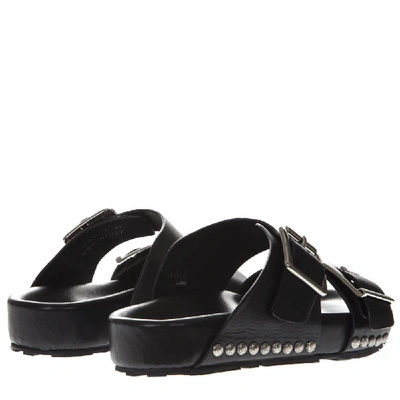Shop Alexander Mcqueen Black Leather Studded Sandals