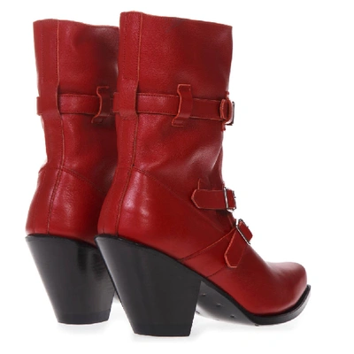 Shop Celine Berlin Red Shiny Leather Boots