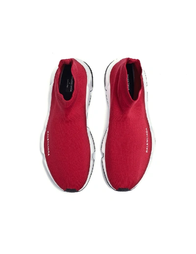 Shop Balenciaga Speed Trainer Burgundy Sneakers In Red