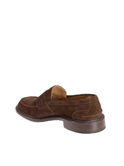 Shop Tricker's Loafers James Choco Suede In Black