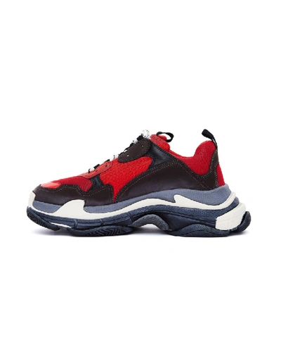 Shop Balenciaga Red & Black Triple S Sneakers