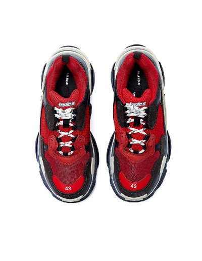 Shop Balenciaga Red & Black Triple S Sneakers