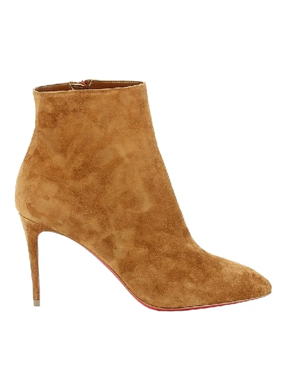 Shop Christian Louboutin Eloise Booty Sandy Suede Ankle Boots In Brown