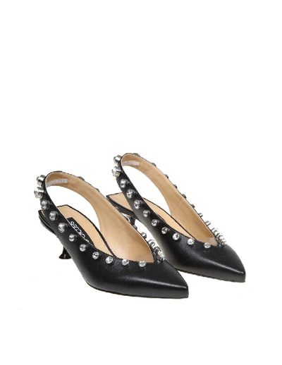 Shop Sergio Rossi Black Leather Decollete With Studs