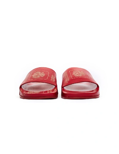 Shop Vetements Russian Passport Leather Slides In Red