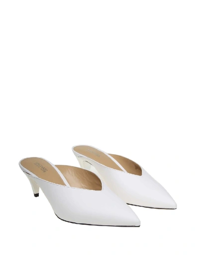 Shop Michael Kors Sabot Cambria In White Leather
