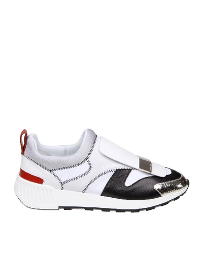 Shop Sergio Rossi Sneakers Sr1 Leather And Fabric White Color