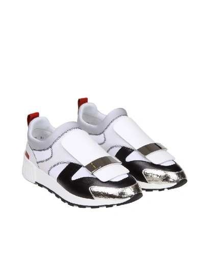 Shop Sergio Rossi Sneakers Sr1 Leather And Fabric White Color