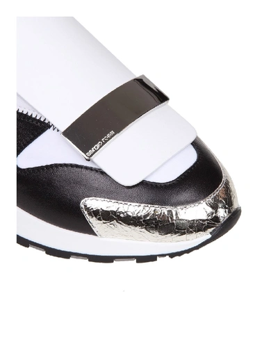Shop Sergio Rossi Sneakers Sr1 Leather And Fabric White Color