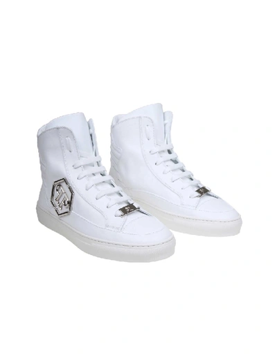 Shop Philipp Plein Trainers Hi-top Statement In White Colour Leather