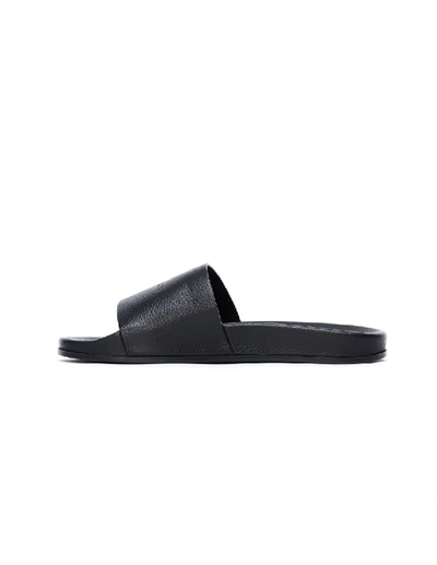 Shop Vetements Textured Black Leather Slides