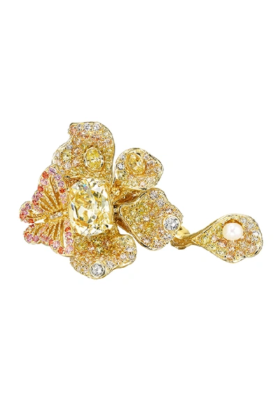 Shop Anabela Chan Canary Peony Butterfly Ring