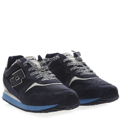 Shop Lotto Leggenda Tokyo Ginza Dark Blue Suede & Nylon Sneaker In Black