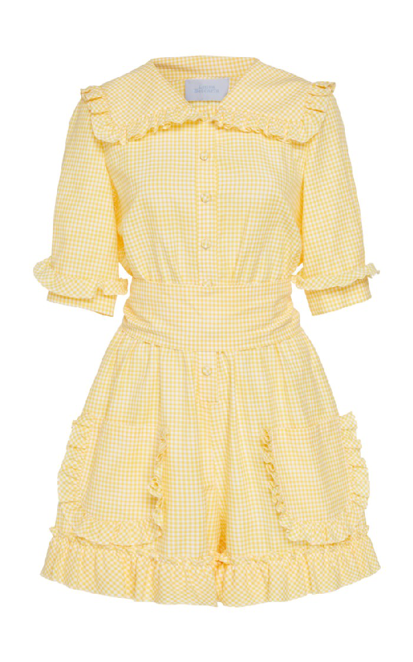 yellow gingham jumpsuit