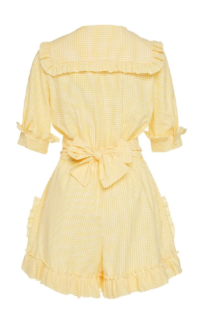 Shop Luisa Beccaria Yellow Gingham Jumpsuit In Neutrals